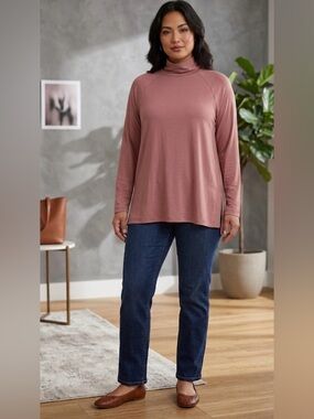 J Jill Luxe Supima Everyday turtleneck tunic size M petite